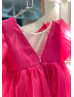 Fuchsia Organza V Back Flower Girl Dress